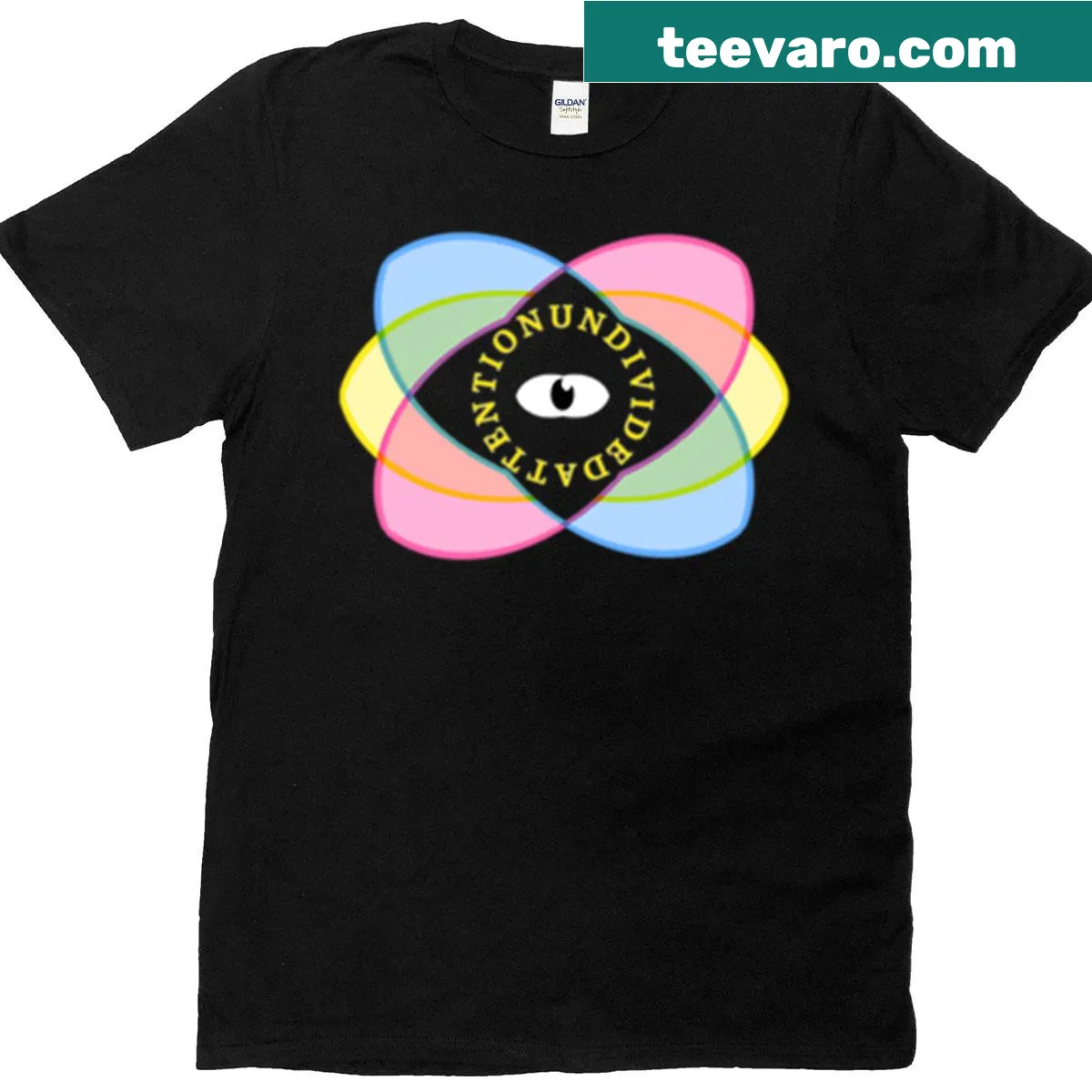 Atomic Lotus graphic t-shirt with the phrase Undivided Attention — on a men's t-shirt