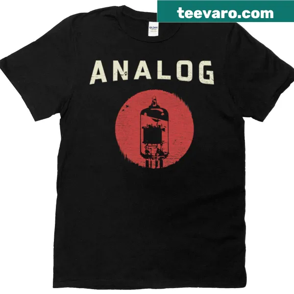 Distressed T-shirt featuring a graphic of vacuum tubes