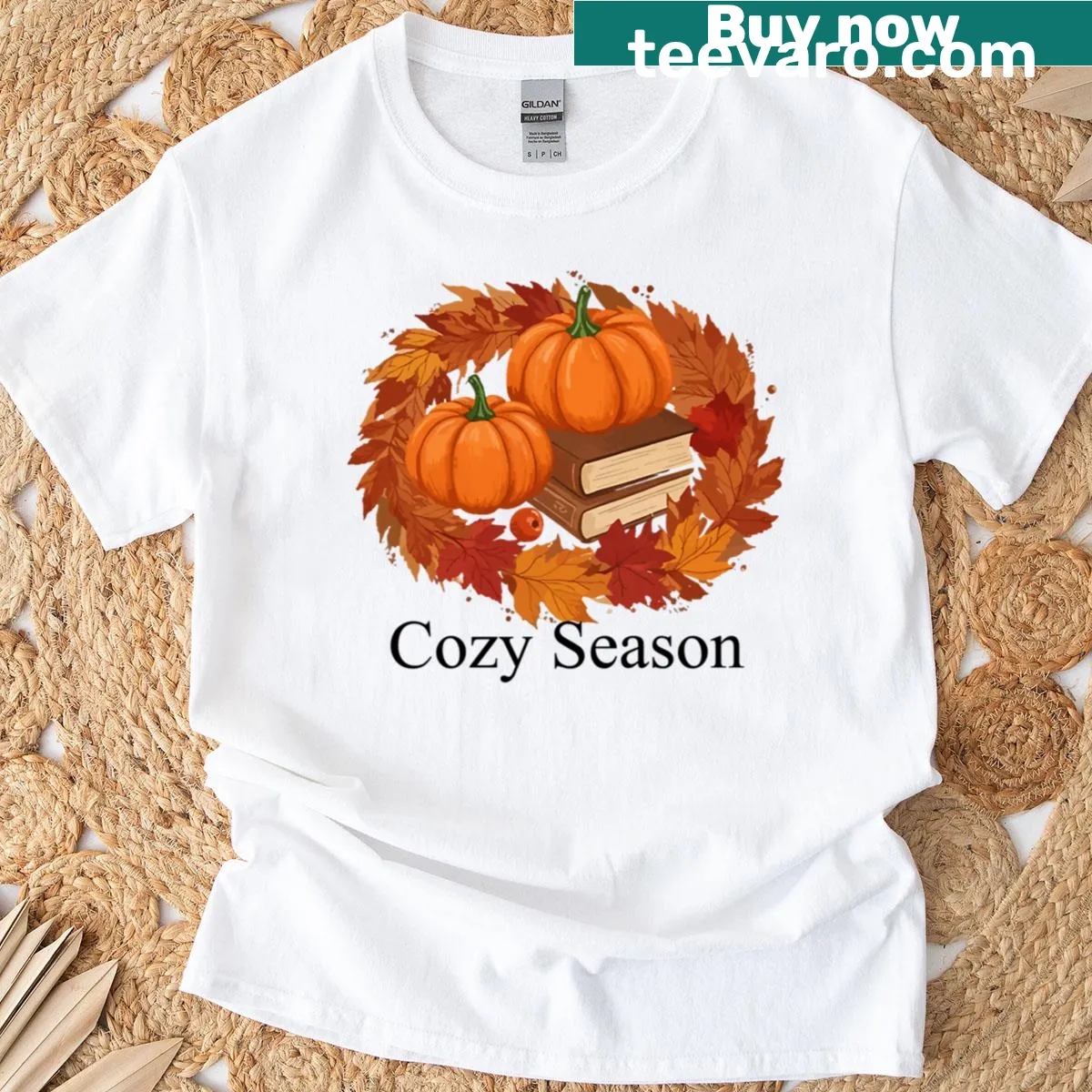 Autumn leaves splash illustration t-shirt — on a men's t-shirt