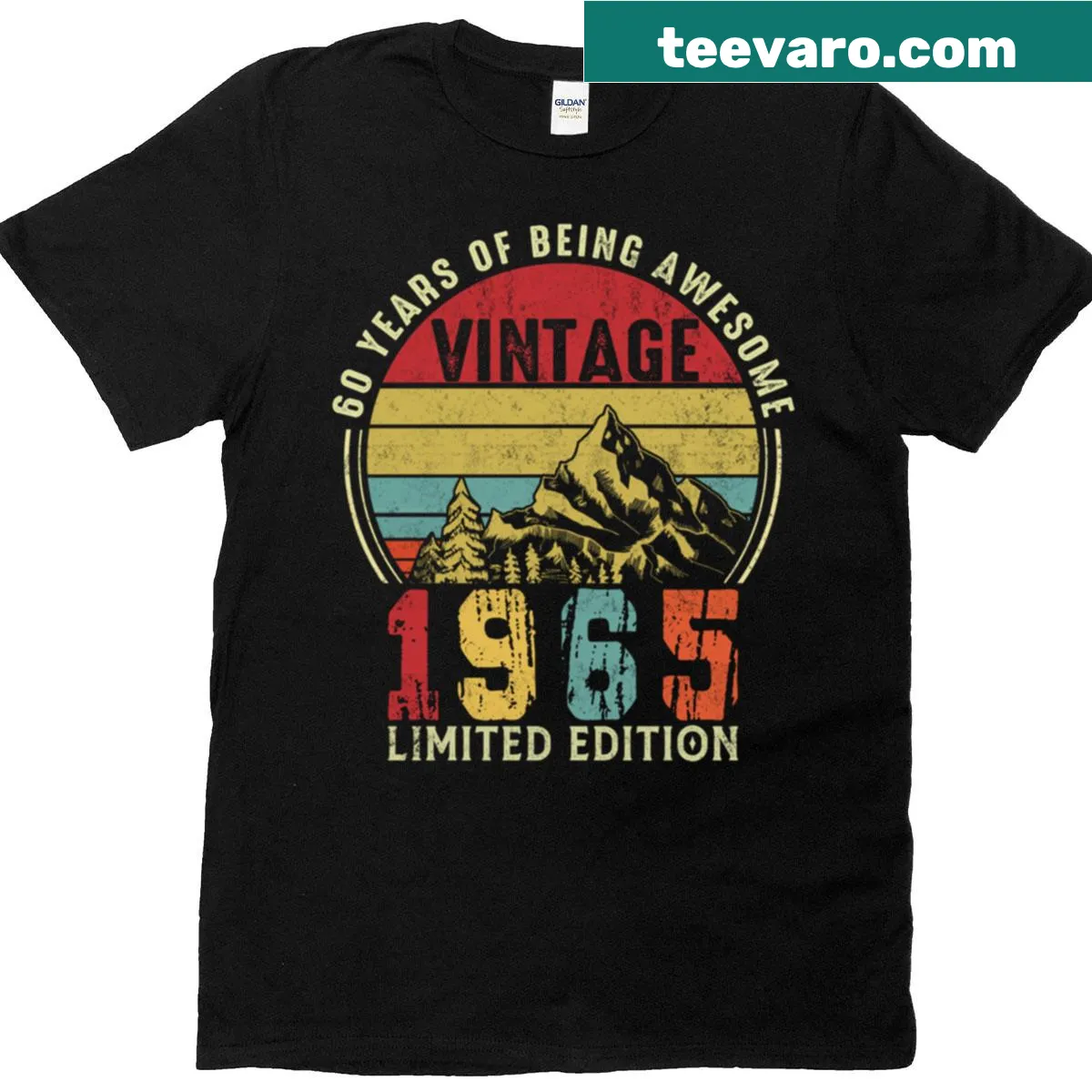 Vintage distressed T-shirt celebrating a 60th birthday from 1965 — on a men's t-shirt