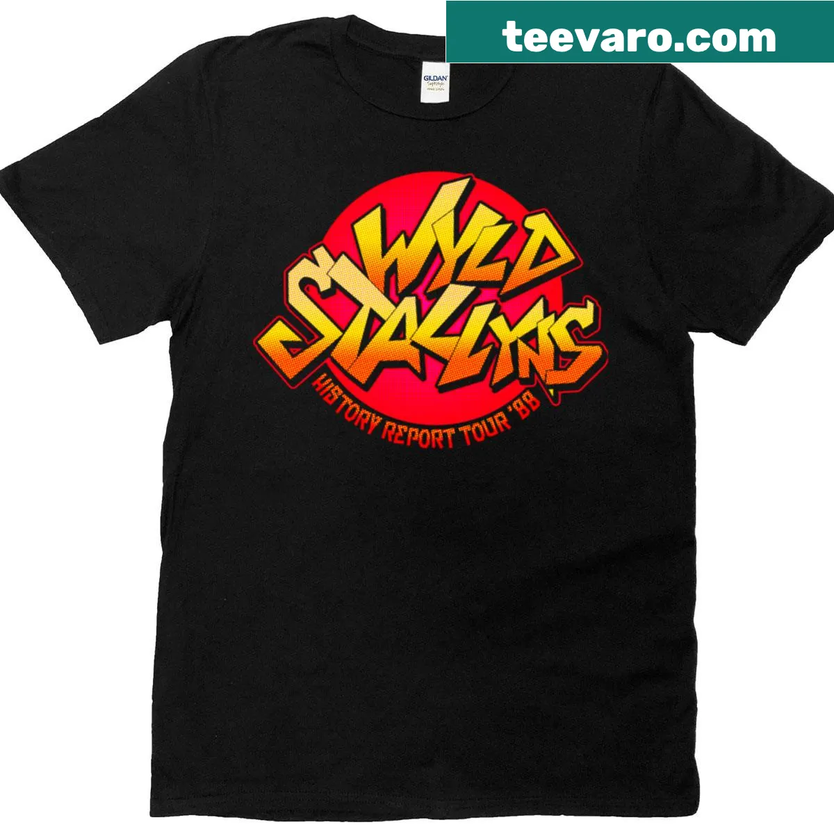T-shirt celebrating Wyld Stallyns from the classic film — on a men's t-shirt