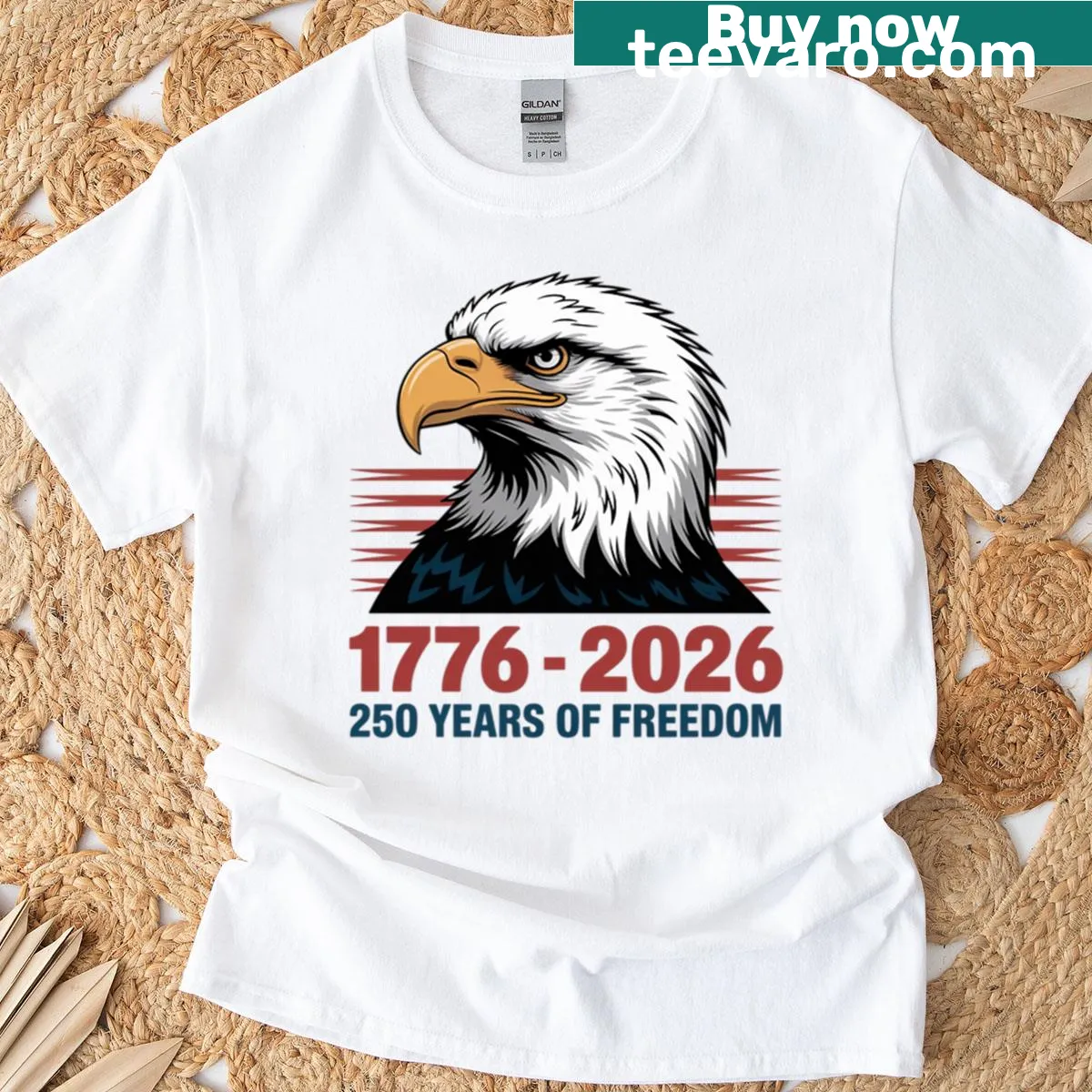 Patriotic eagle t-shirt celebrating 250 years of liberty — on a men's t-shirt