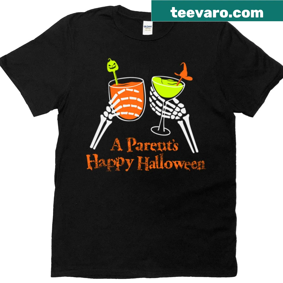Happy Halloween T-shirt for parents with festive graphic — on a men's t-shirt