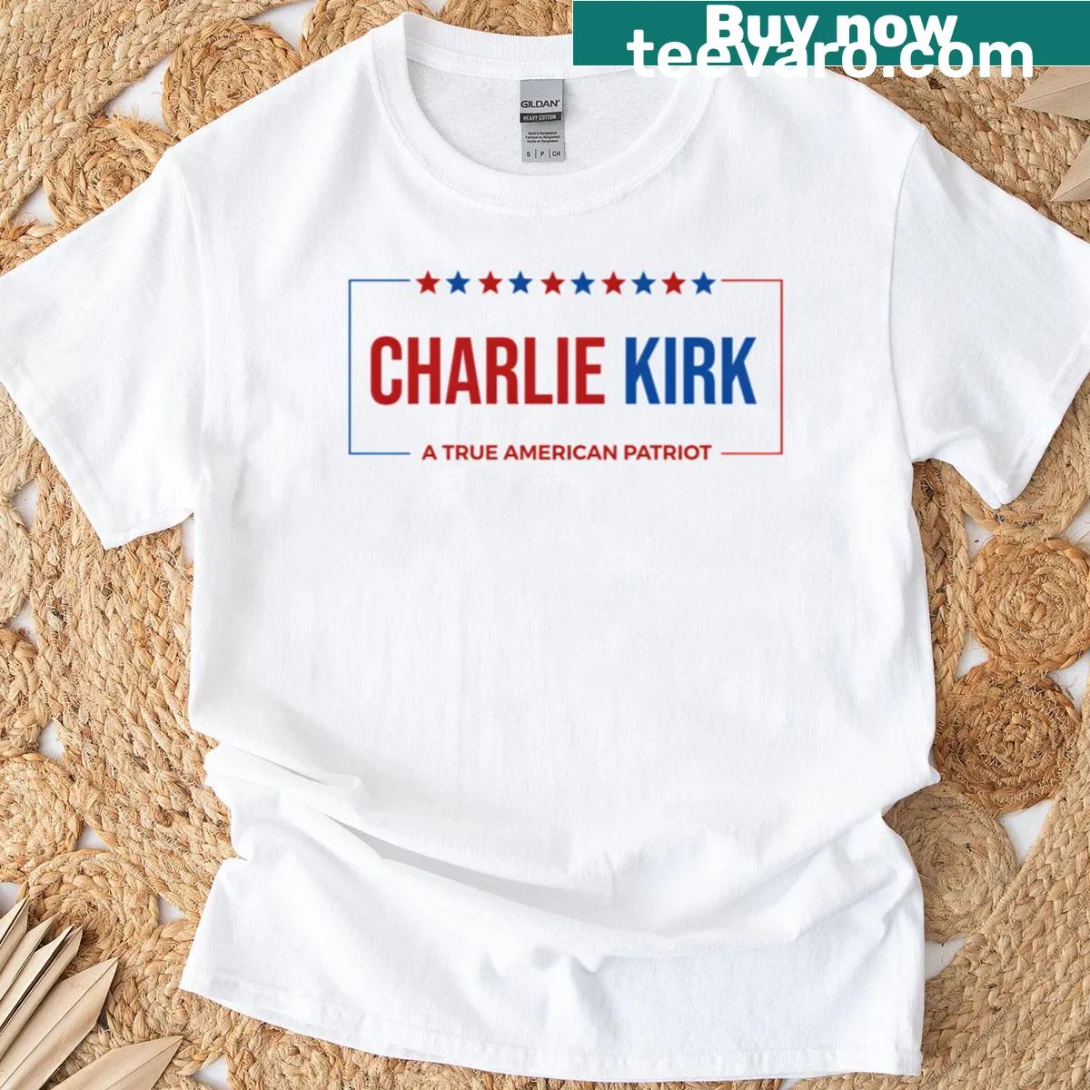 Patriotic t-shirt featuring symbols of American pride — on a men's t-shirt