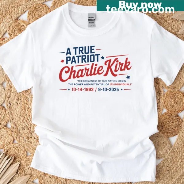 Patriotic T-shirt with illustration inspired by Charlie Kirk