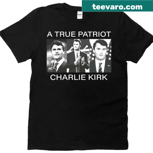 Vintage-style t-shirt with 'A True Patriot' text