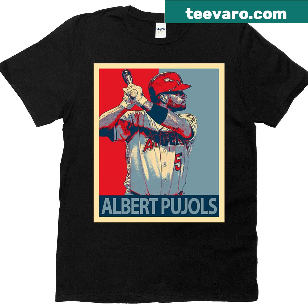 Albert Pujols T-shirt featuring his name — on a men's t-shirt
