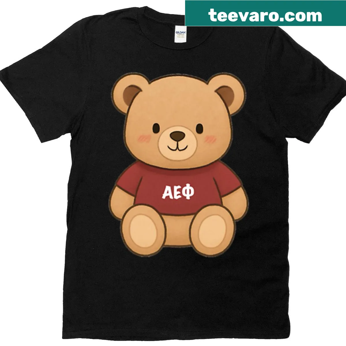 Teddy bear design for Alpha Epsilon Phi sorority T-shirt — on a men's t-shirt
