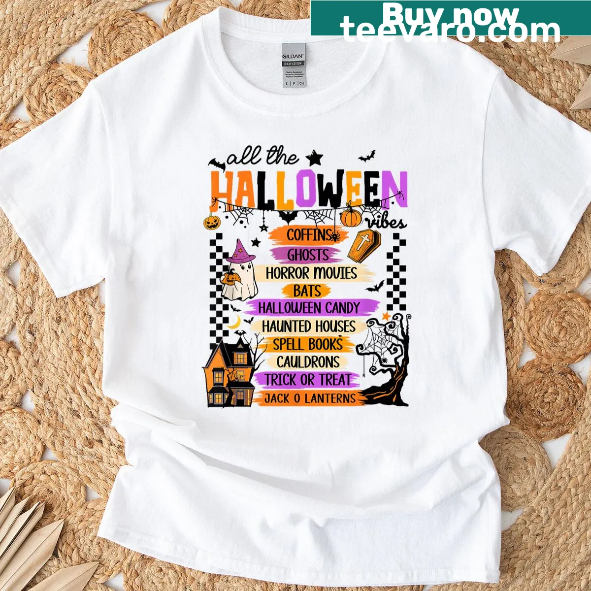Spooky Halloween design t-shirt with intricate illustration — on a men's t-shirt