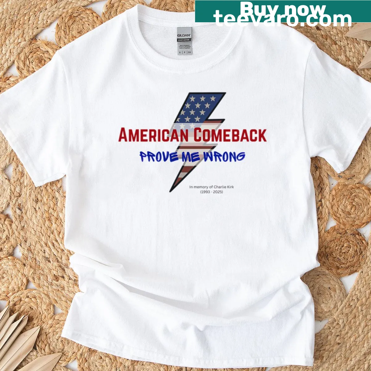 Memorial T-shirt for Charlie Kirk with inspirational text — on a men's t-shirt