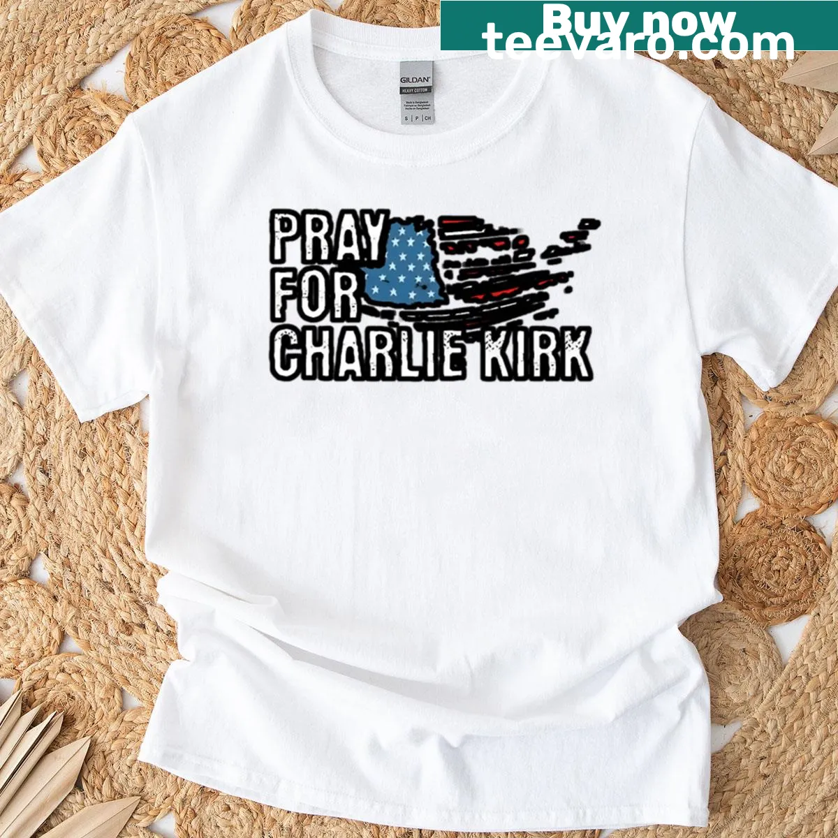 Patriotic T-shirt featuring Charlie Kirk's name — on a men's t-shirt