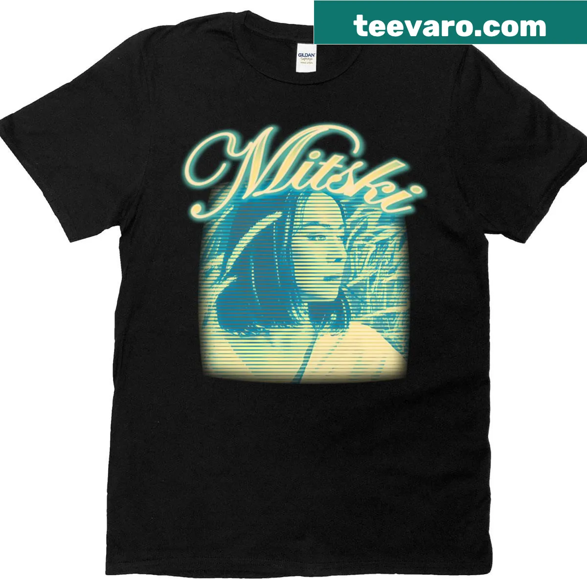 Illustrative T-shirt celebrating indie singer Mitski — on a men's t-shirt