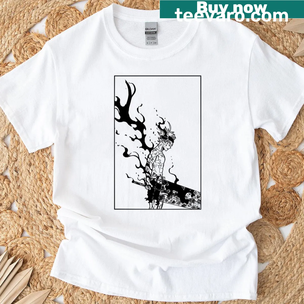 Black Clover anime t-shirt featuring Asta and friends — on a men's t-shirt