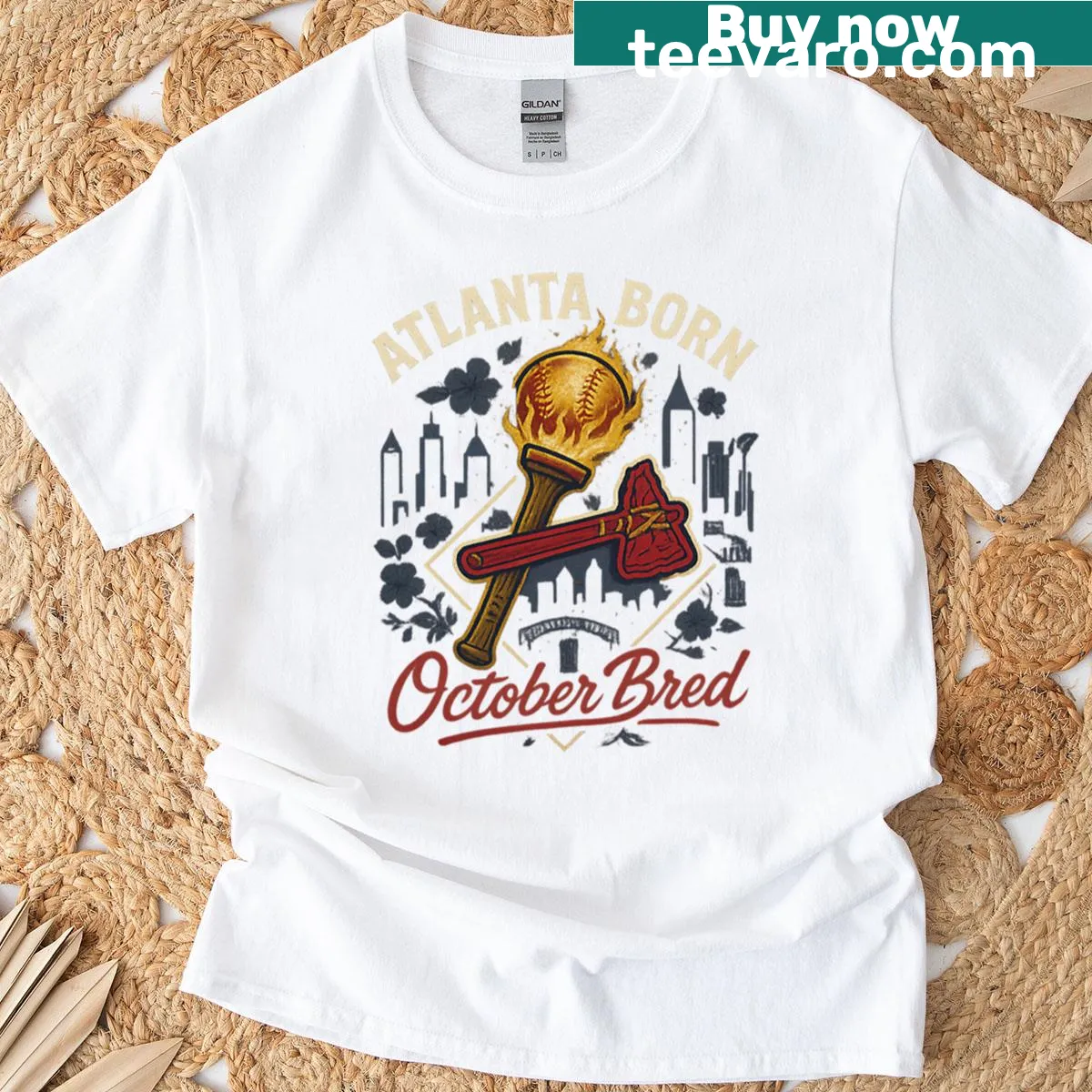 T-shirt stating 'Atlanta Born October Bred' in bold text — on a men's t-shirt