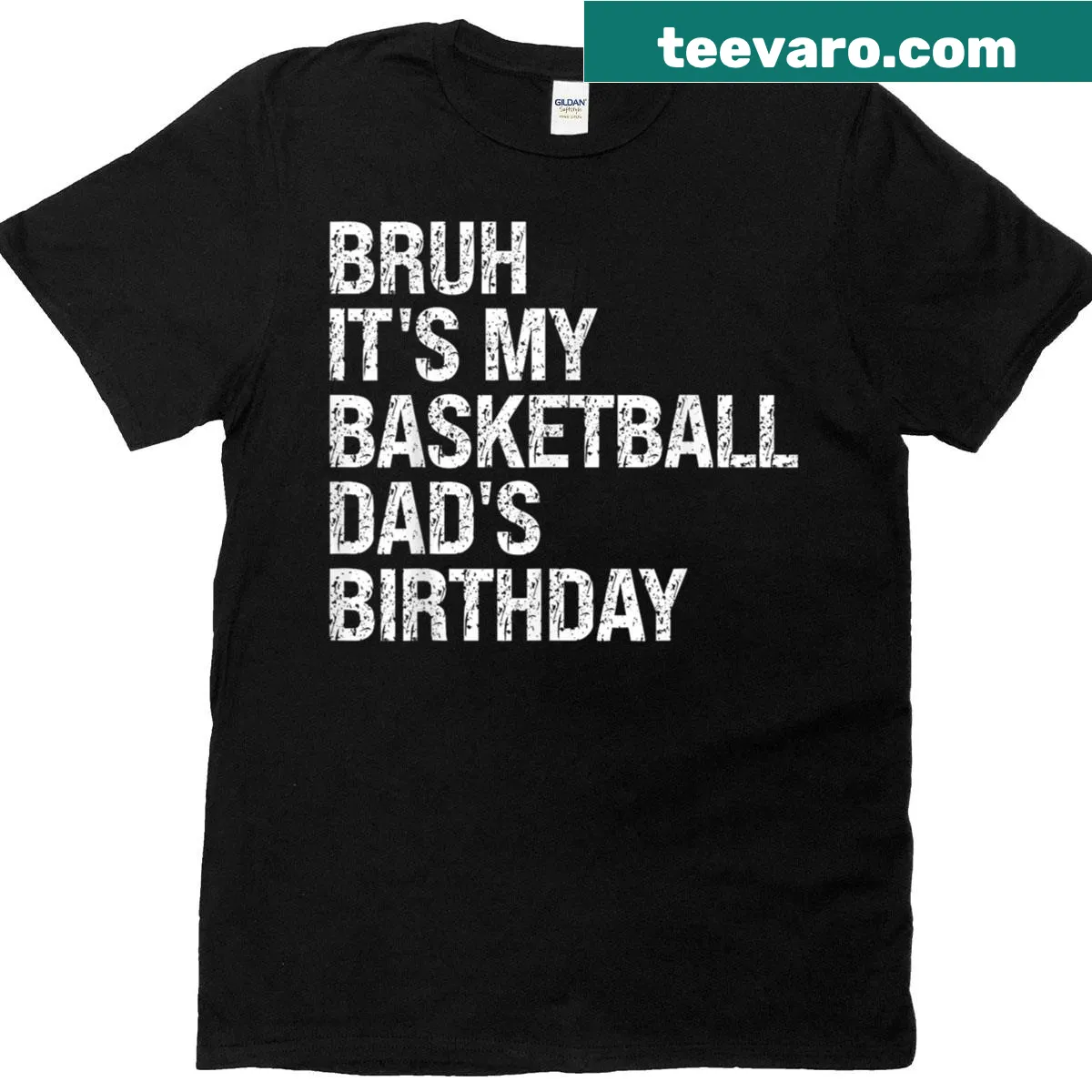 Birthday-themed basketball dad t-shirt with humorous text and graphics — on a men's t-shirt