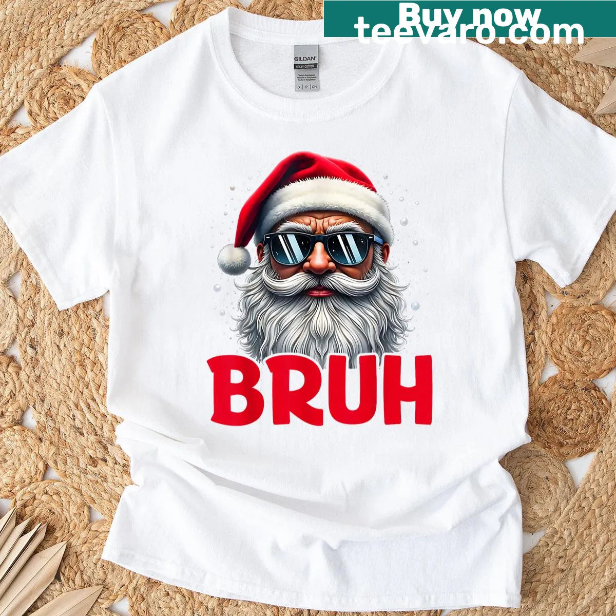 Funny 'bruh' meme graphic on Christmas t-shirt — on a men's t-shirt