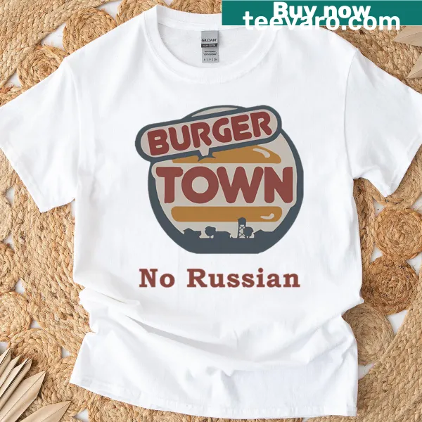 Gaming tee referencing 'Burger Town Mw2 No Russian' for fans