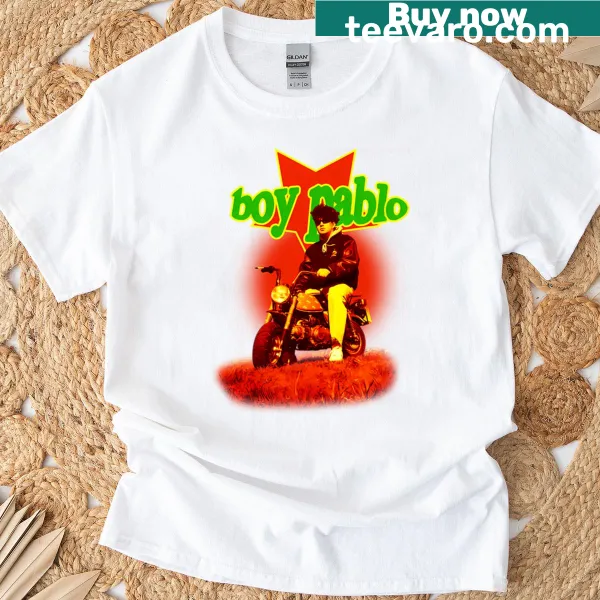 Vintage-style shirt with mini motorcycle illustration