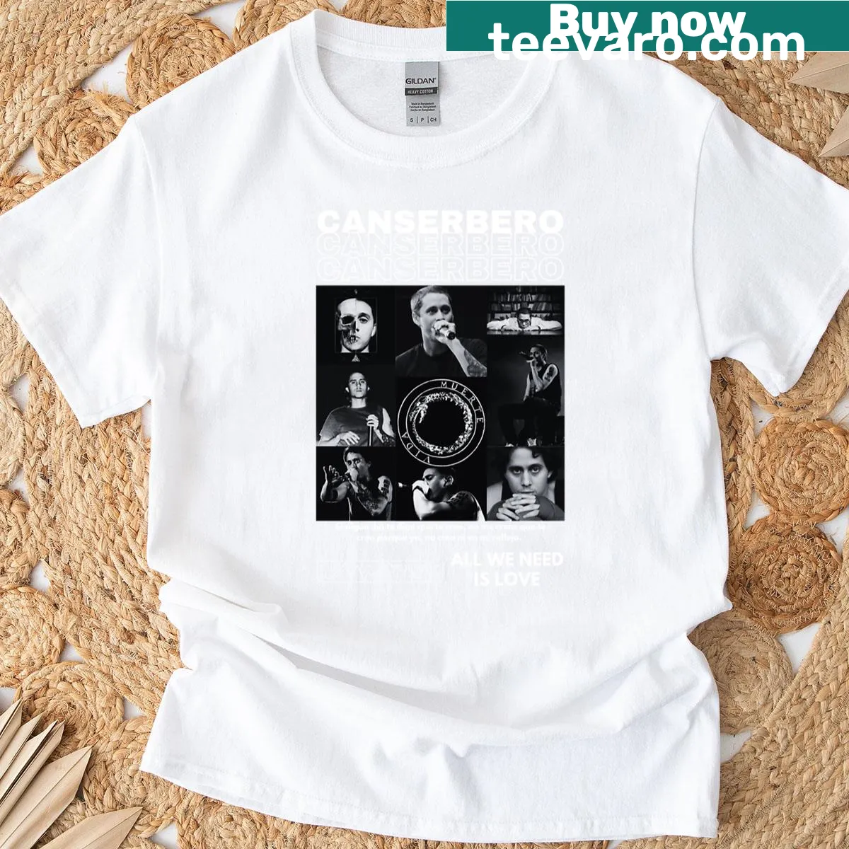 Typography design featuring the phrase 'All We Need Is Love' — on a men's t-shirt