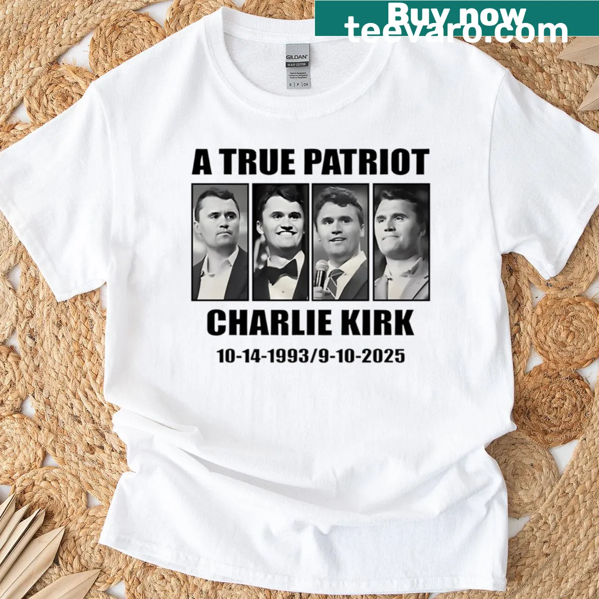 Commemorative T-shirt with text honoring Charlie Kirk's legacy from 1993 to 2025 — on a men's t-shirt