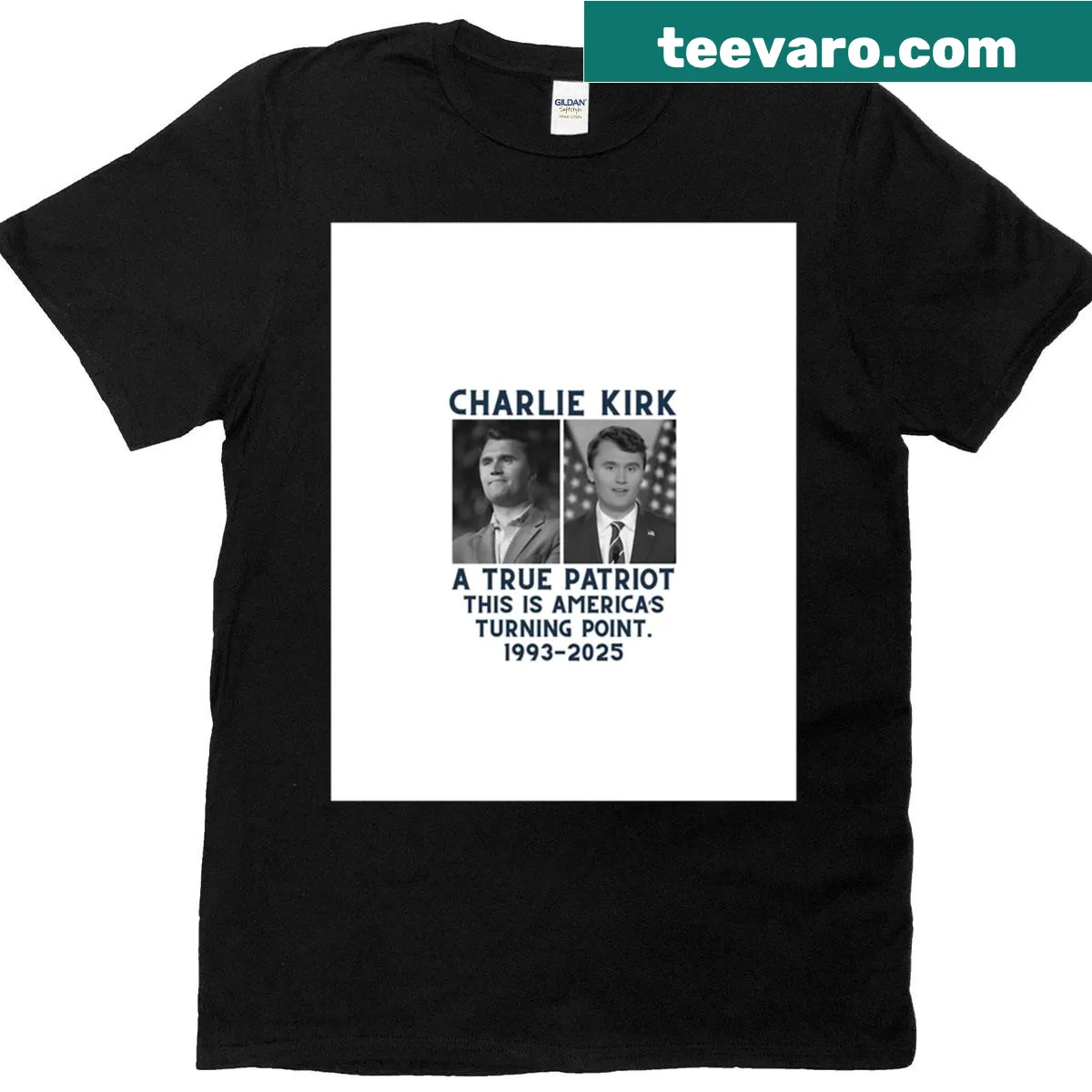 Graphic shirt honoring Charlie Kirk's patriotism — on a men's t-shirt