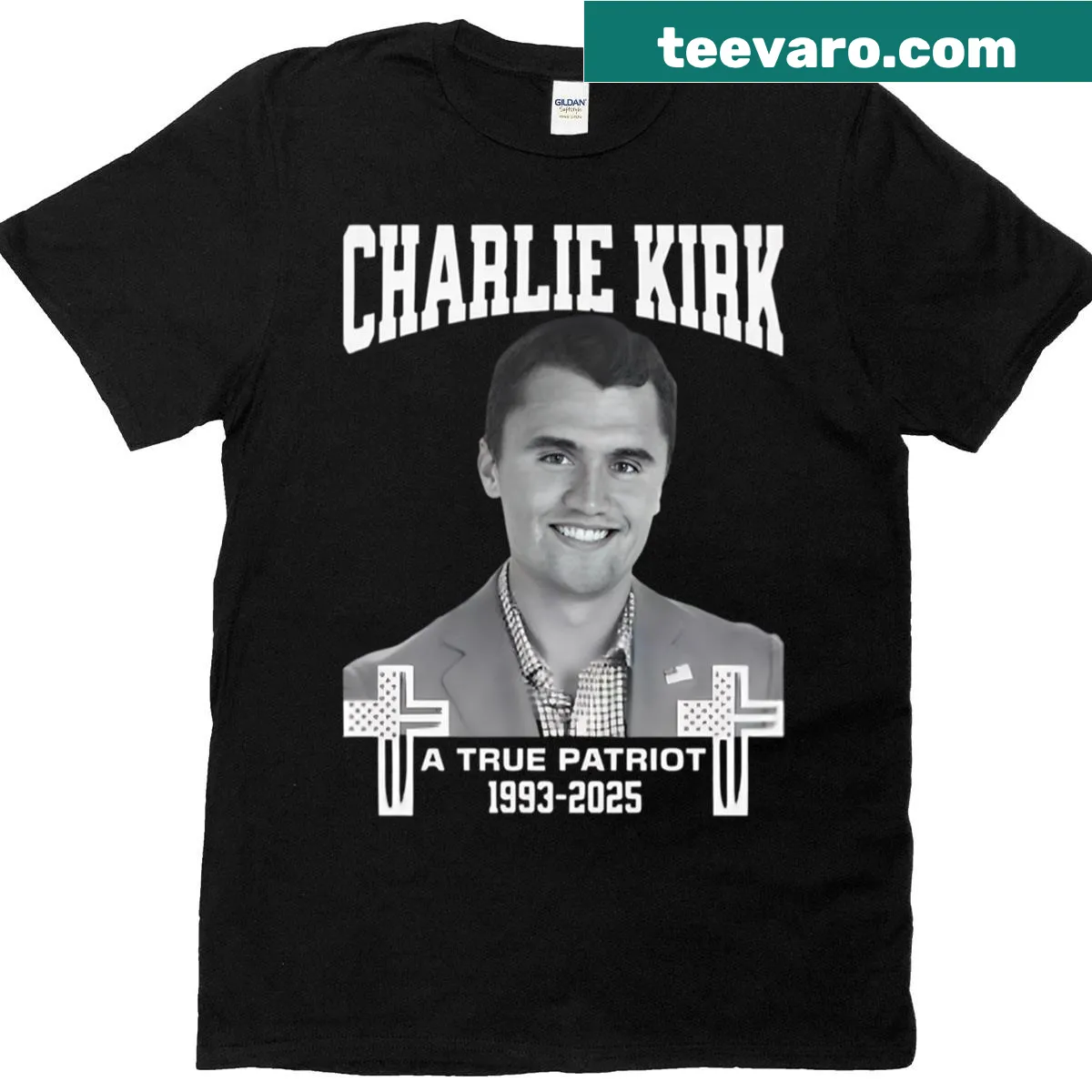 Patriotic tribute t-shirt honoring Charlie Kirk's legacy — on a men's t-shirt