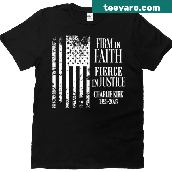 Inspirational flag design T-shirt promoting faith and justice