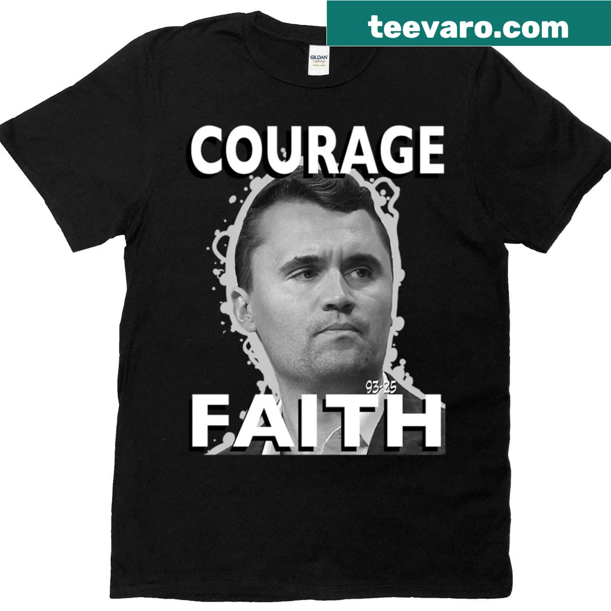 Oversized T-shirt featuring a heroic graphic dedicated to Charlie Kirk — on a men's t-shirt