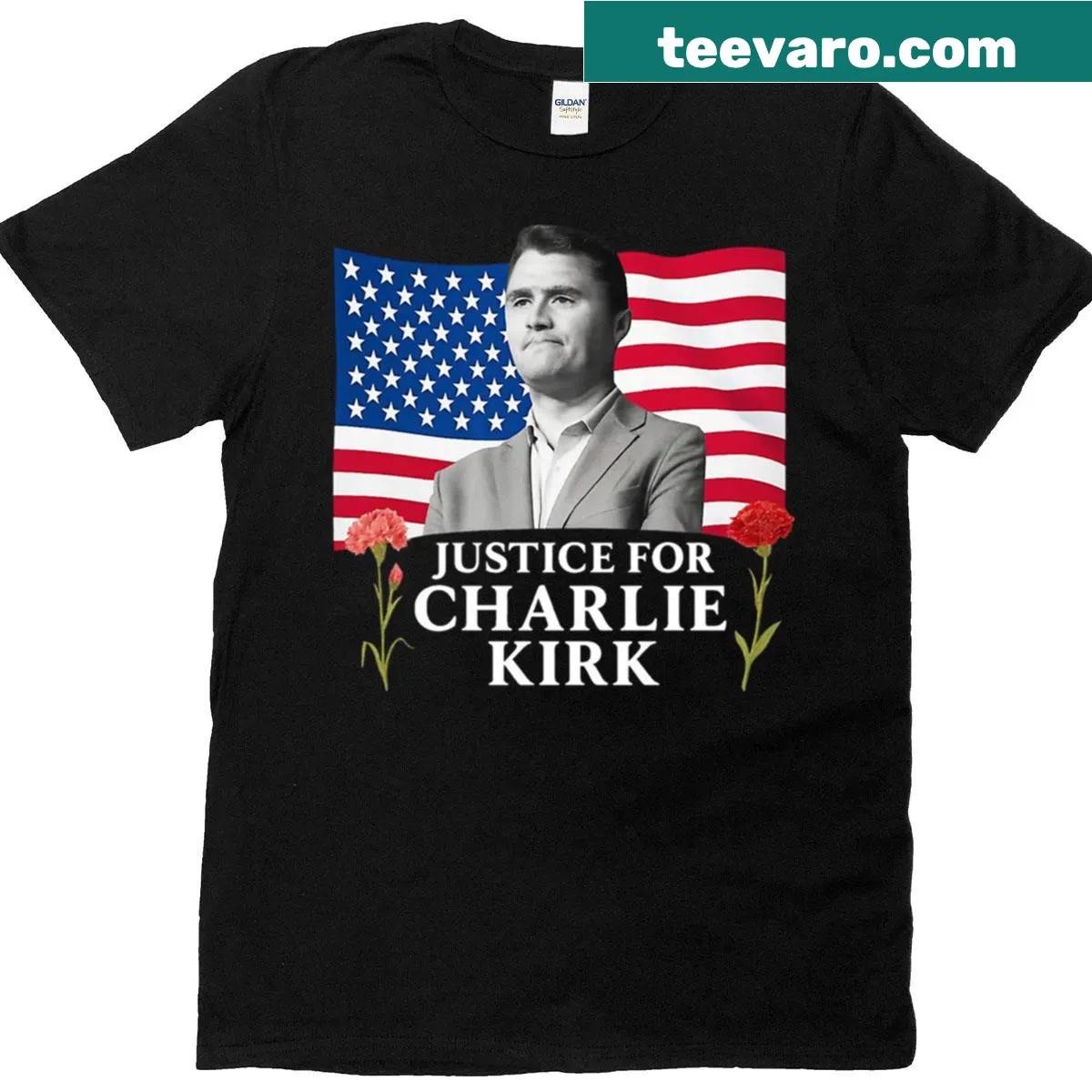 Patriotic t-shirt inspired by Charlie Kirk with a bold graphic. — on a men's t-shirt