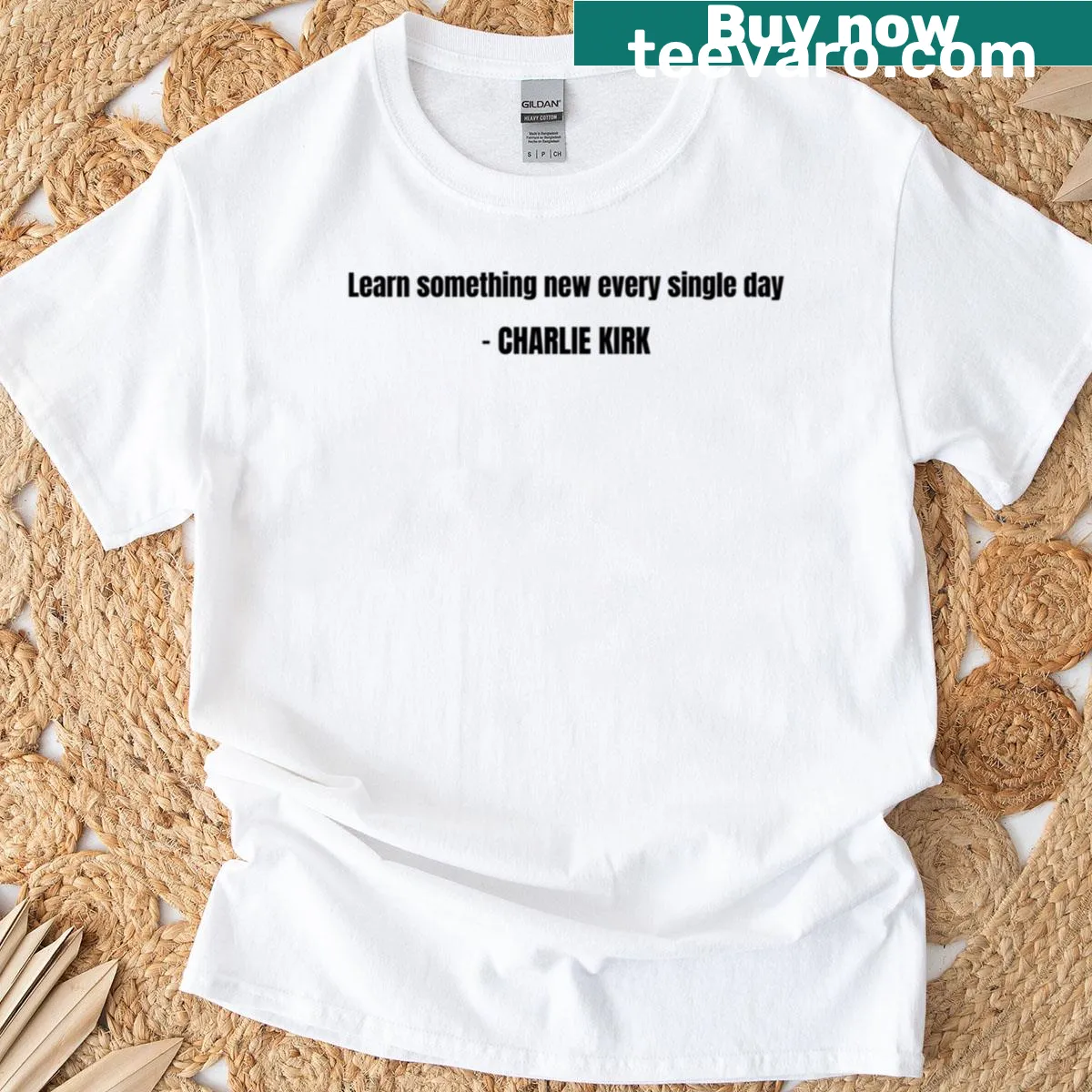 Oversized t-shirt with inspirational text about learning — on a men's t-shirt
