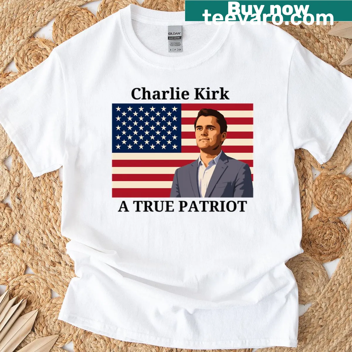 Bold patriotic message on Charlie Kirk T-shirt — on a men's t-shirt