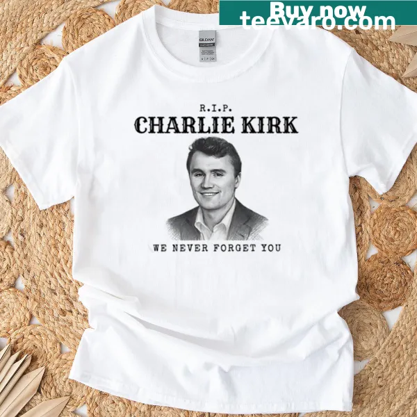 Sketch style portrait of Charlie Kirk on a casual t-shirt