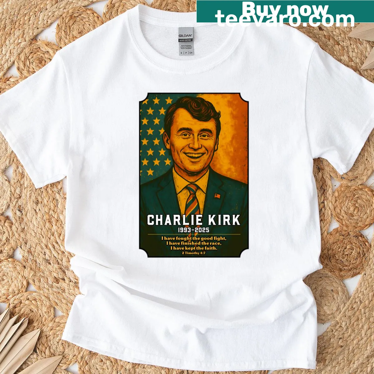 Oversized tribute t-shirt for Charlie Kirk 1993-2025 — on a men's t-shirt