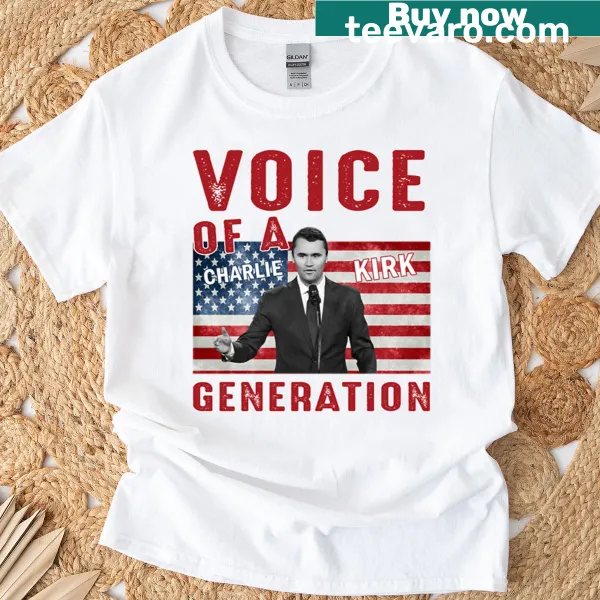 T-shirt with 'Voice Of A Generation' slogan for Charlie Kirk supporters