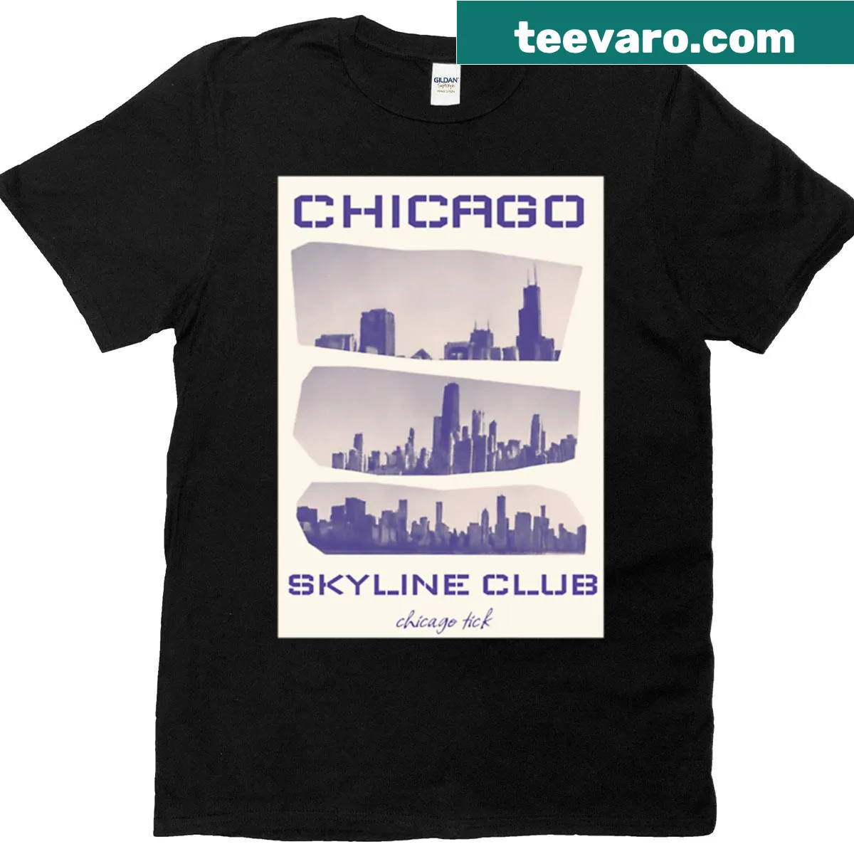 Illustration of the Chicago skyline on a t-shirt — on a men's t-shirt