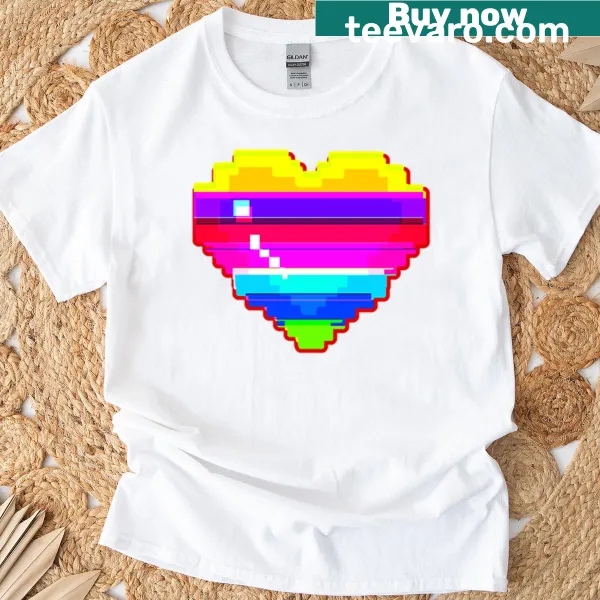 Heart graphic T-shirt with playful typography design