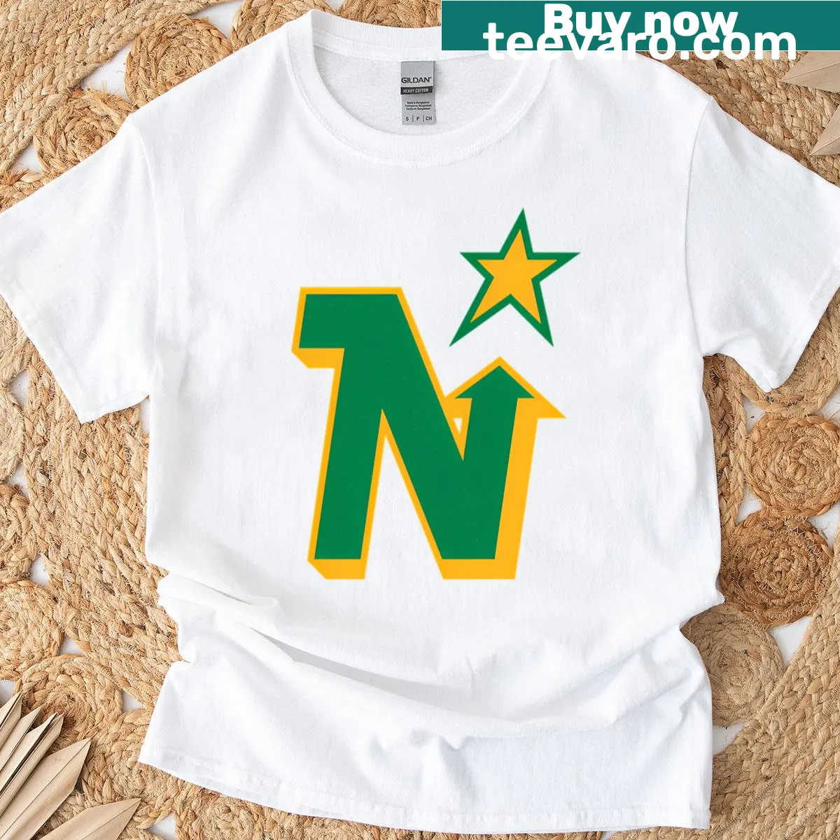 Vintage Minnesota North Stars hockey shirt — on a men's t-shirt