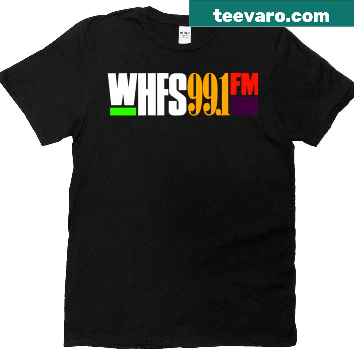 Vintage-inspired WHFS Radio 991 FM shirt. — on a men's t-shirt
