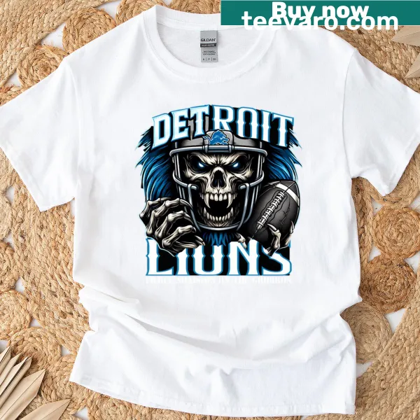 Fierce skull graphic for Detroit Football Lions T-shirt
