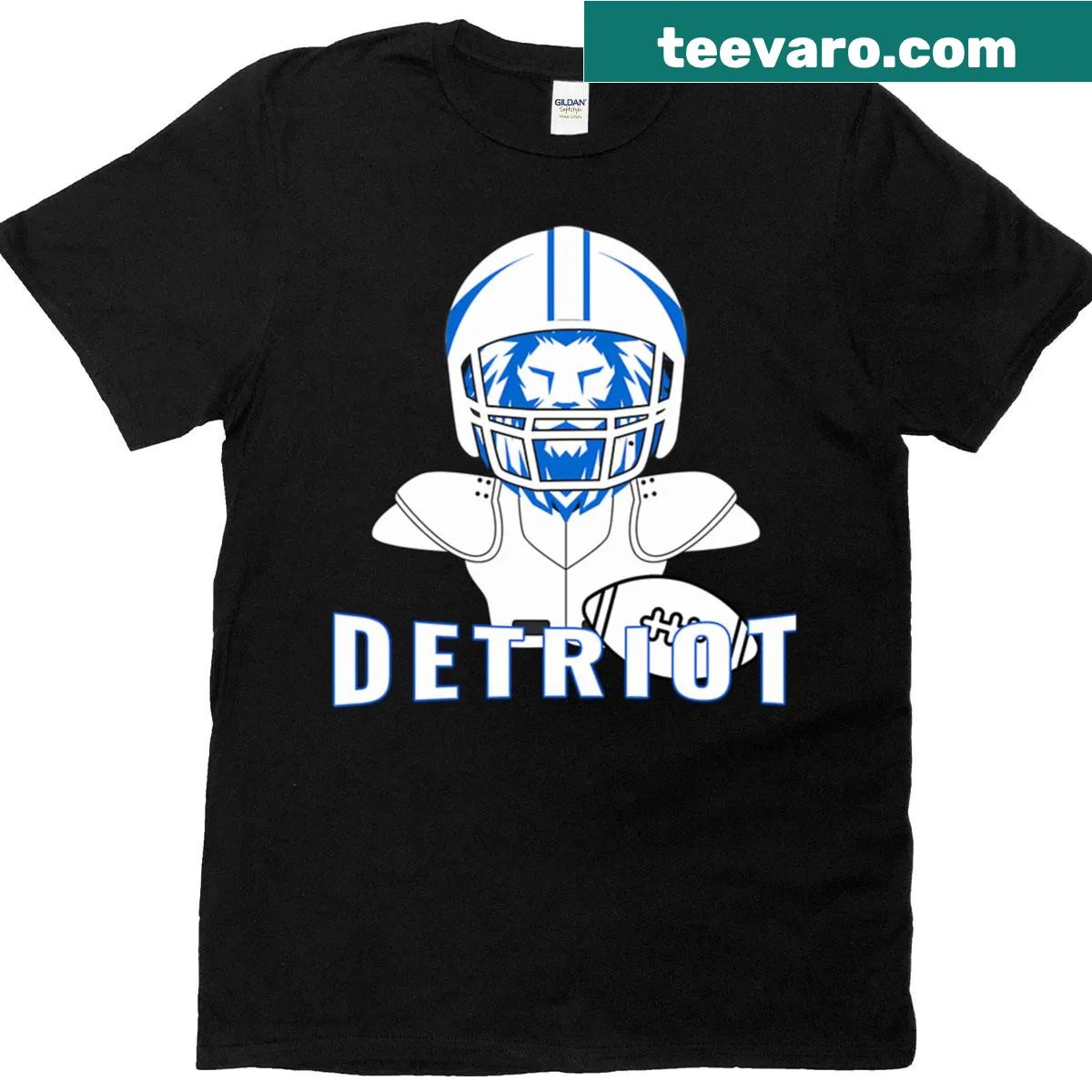 Detroit Lions helmet mascot graphic t-shirt — on a men's t-shirt