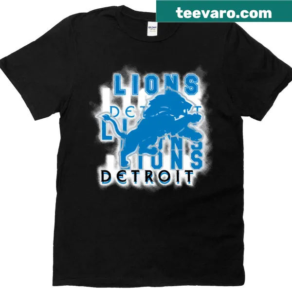 Illustration of the Detroit Lions jumping logo on a T-shirt
