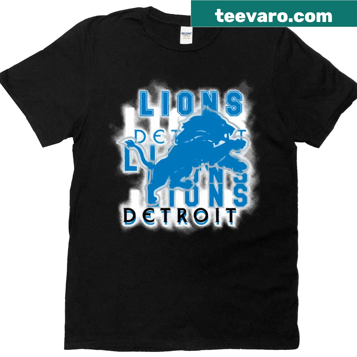 Illustration of the Detroit Lions jumping logo on a T-shirt — on a men's t-shirt