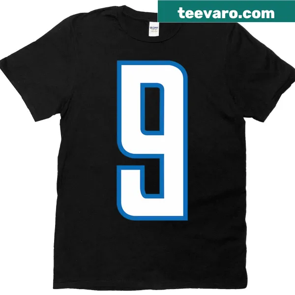 Detroit Football T-shirt featuring bold number 9 design