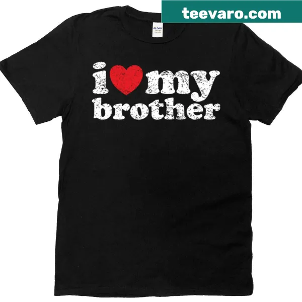 Vintage-style I Love My Brother t-shirt with distressed design