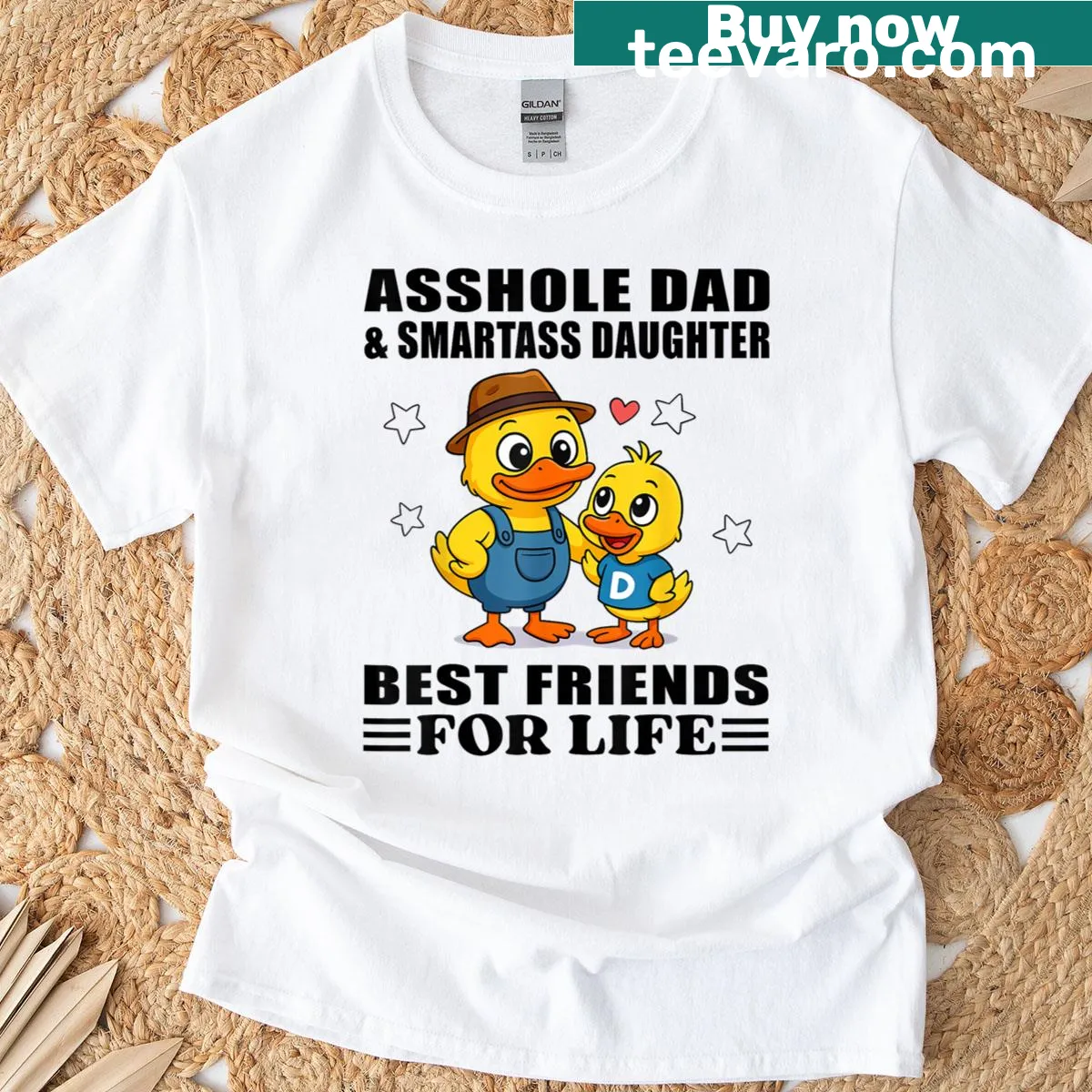 Funny typography design reflecting the bond between a dad and his smartass daughter. — on a men's t-shirt