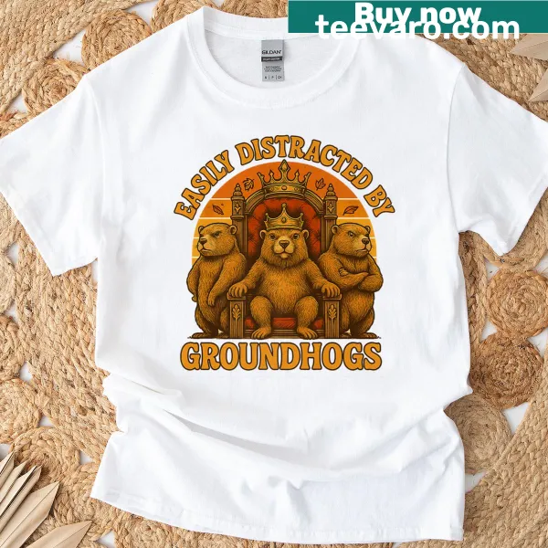Vintage-style T-shirt with a funny groundhog illustration