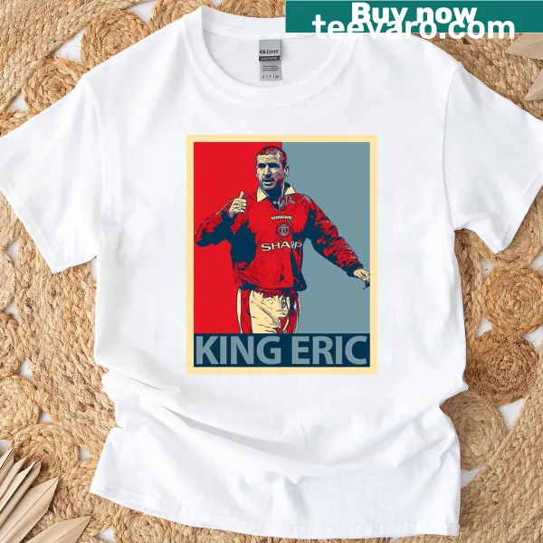 Illustration of Eric Cantona on a vintage-style T-shirt