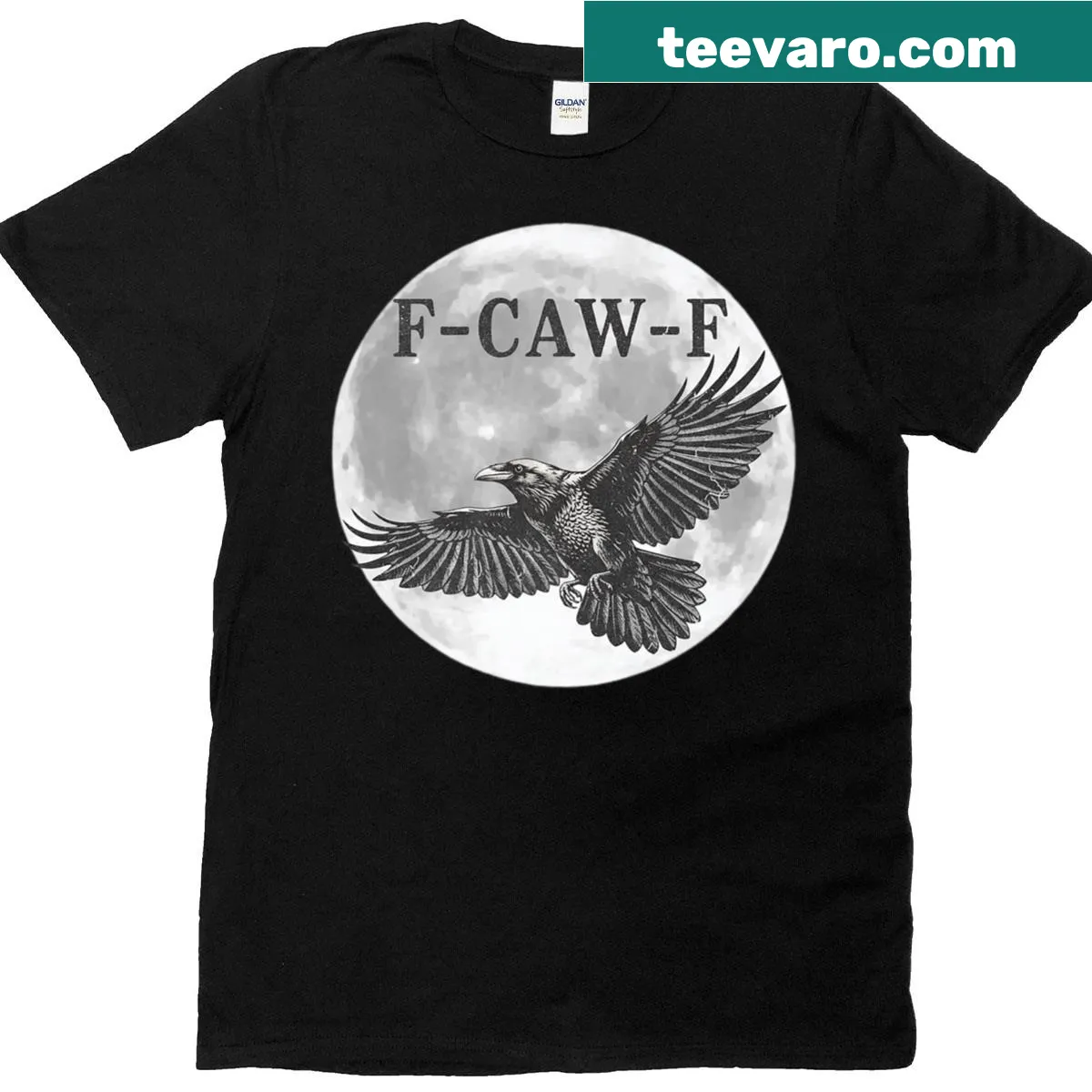 Halloween T-shirt with a raven and moon design — on a men's t-shirt