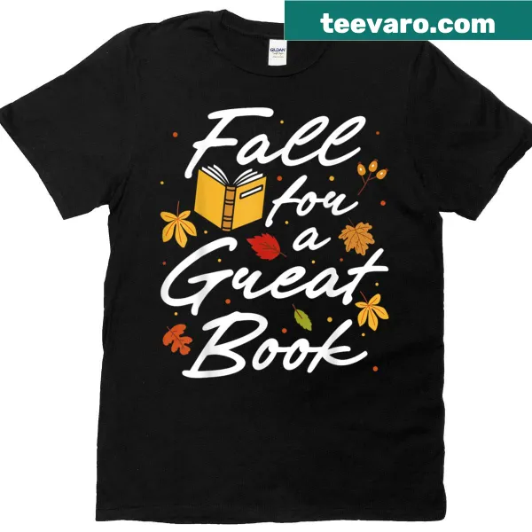 Funny autumn reading lover t-shirt with playful book-themed text