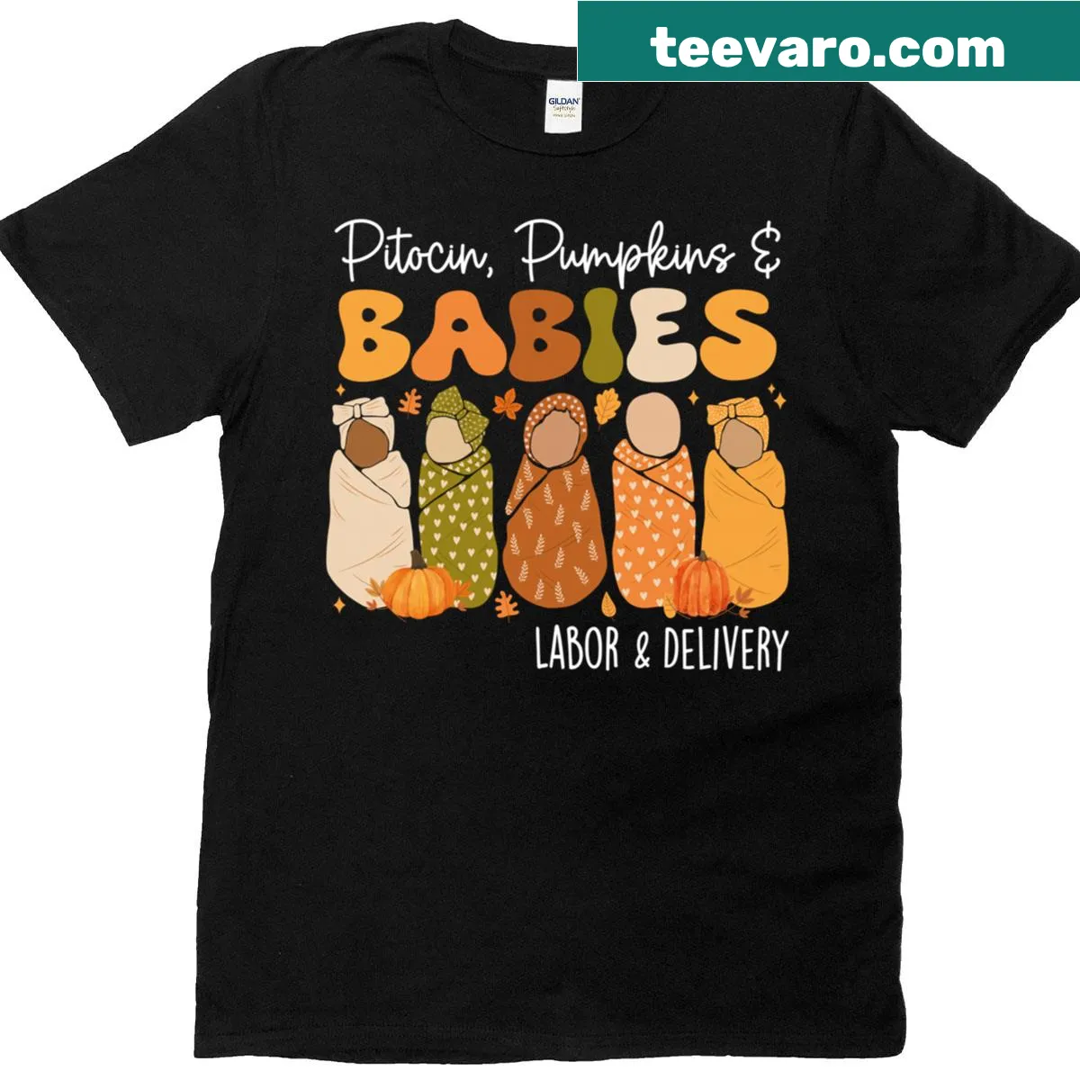 T-shirt celebrating labor and delivery nurses with a Thanksgiving theme — on a men's t-shirt
